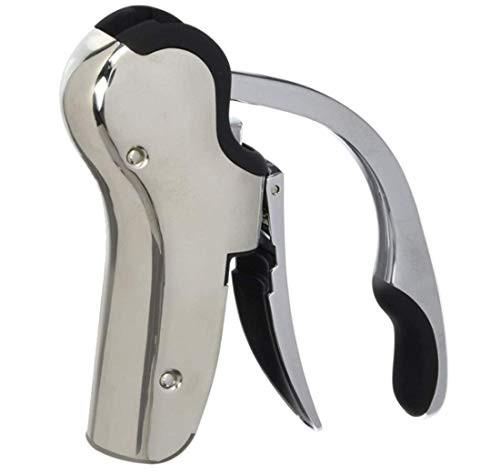Compact Wine Opener Stainless Steel Vertical Lever Corkscrew with Built-in Foil Cutter Wine Bottle Opener