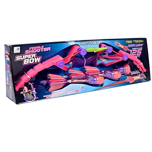 ALLCELE Toy Bow and Foam Arrow Set with 3 Arrow - Shoots Over 100 Feet - Boys Toys for 8 Years Old Pink with Light