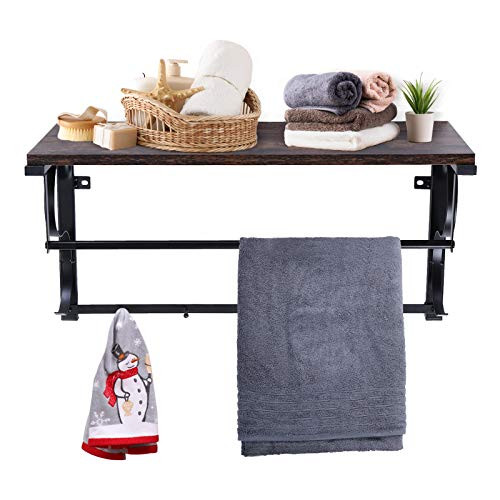 TOOCA Coat Rack Shelf Wall Hook Rack with 5 Hanging Hooks Wall Mounted Rustic Brown Entryway Hallway Bathroom Living Room Bedroom TOOCA Coat Rack Shelf Wall Hook Rack with 5 Hanging Hooks Wall Mounted Rustic Brown Entryway Hallway Bathroom Living Room Bedroom