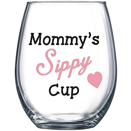 Mommy's Sippy Cup - Funny Wine Glass 15oz - Christmas Gift for Mom, Gift Idea for Her, Birthday Gift for Mom - Evening Mug