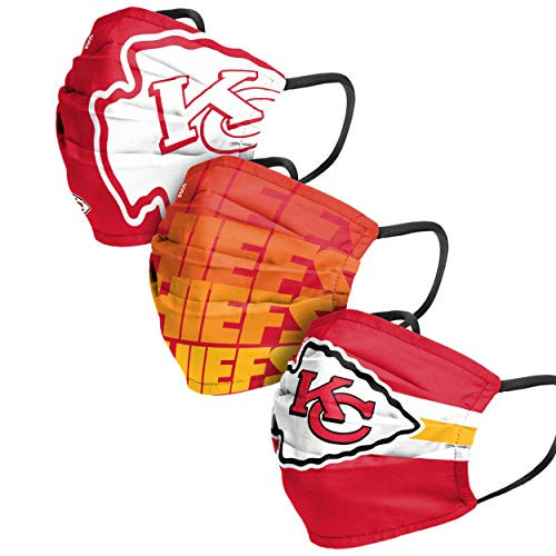 Kansas City Chiefs NFL Mens Matchday Face Cover - Adult - 3 Pack Kansas City Chiefs NFL Mens Matchday Face Cover - Adult - 3 Pack
