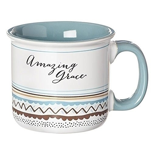 Roman 13 OZ MUG AMAZING GRACE 3.5", BLUE & BROWN