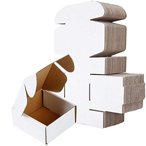 Shipping Box BM442 4inchL x 4inchW x 2inchH Pack of 50 White Small Mailing Corrugated Cardboard Box