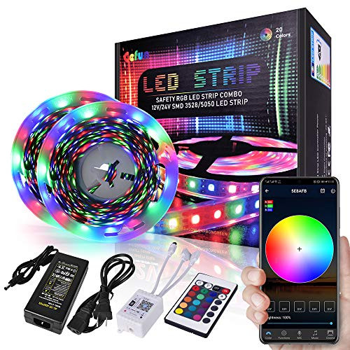 Smart WiFi RGB Led Strip Lights for Room Bedroom32.8FT Connectable Smart L.e.d Light Strips Music Sync Color Changing APP Controll  plus  Remote