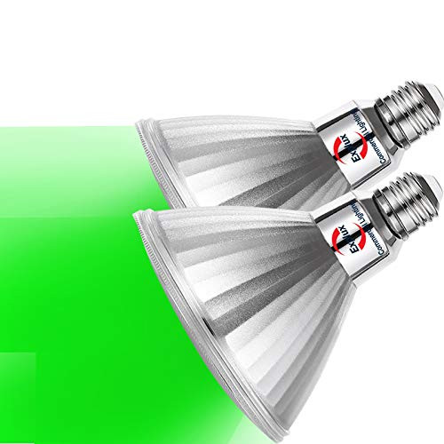 Explux LED PAR38 Green Spot Light Bulbs Dimmable Full-Glass Weatherproof 90W Equivalent 2-Pack