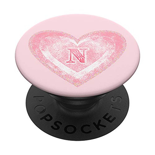 Letter N Pop Socket - Heart Monogram N for Initial N Names PopSockets Grip and Stand for Phones and Tablets