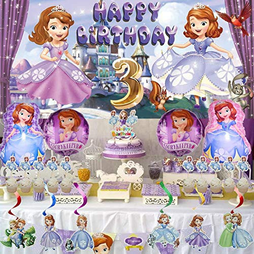 3rd Sofia The First Party Supplies  Decorations  For Girl  Princess  Banner  Backdrop  Balloons  Birthday  Pink  1st  Set  Decor