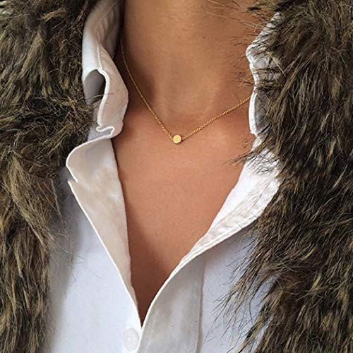 Aularso Dainty Dot Necklaces Chain Disc Clavicle Necklace Jewelry for Women and Girls Gold