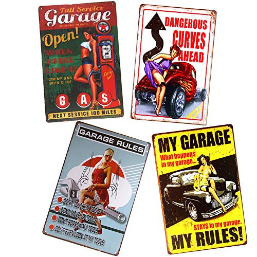 Yunuo Vintage My Garage My Rules Wall Art Pin Up Metal Sign Poster Bar Pub Stickers Home Decor C