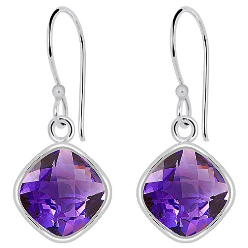 3.95 Ctw Cushion Purple Amethyst 925 Sterling Silver Dangle Earring For Women By Orchid Jewelry 3.95 Ctw Cushion Purple Amethyst 925 Sterling Silver Dangle Earring For Women By Orchid Jewelry
