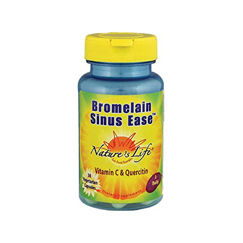 Natures Life Bromelain Sinus Ease 1200mg  With Vitamin C  and  Quercetin  Sinus Health Immune Function  and  Seasonal Support  30 Vegetarian Capsules