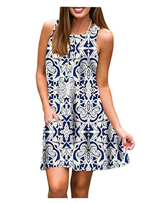 Tanst Sky 3X Dresses for Women Loose Dress Plus Size Shift with Pockets Flowing Knee High Maternity Tunics Flared Paisley Print Hawaiian Clothes Loose Clothing Chic Prom Attire Navy Blue XXXL