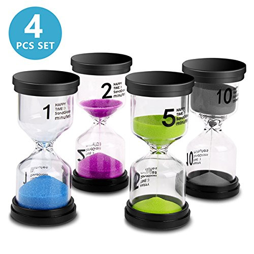 Sand Timer VAGREEZ 4 Colors Hourglass Sand Timer Clock Toothbrush Timer 1min/2mins/5mins/10mins for Kids Games Classroom Home Office Kitchen Use (Pack of 4) (B-P-G-G)