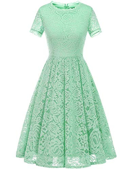 DRESSTELLS Women Floral Lace Bridesmaid Party Dress Short Prom Dress V Neck Mint M DRESSTELLS Women Floral Lace Bridesmaid Party Dress Short Prom Dress V Neck Mint M