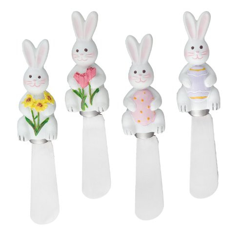Wine Things Easter Bunny Resin Cheese Spreaders (Set of 4), White