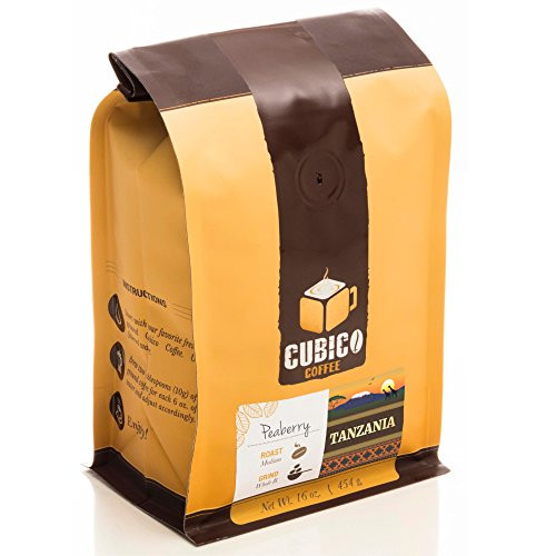 Tanzania Peaberry Coffee - Whole Bean Coffee - Freshly Roasted Coffee - Cubico Coffee - 16 Ounce (Single Origen Peaberry Tanzanian Coffee)