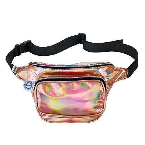 Shiny Neon Fanny Bag for Women Rave Festival Hologram Bum Travel Waist Pack Champagne Shiny Neon Fanny Bag for Women Rave Festival Hologram Bum Travel Waist Pack Champagne