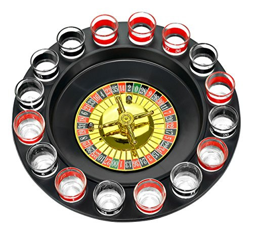 Shot Glass Roulette - Drinking Game Set (2 Balls and 16 Glasses)