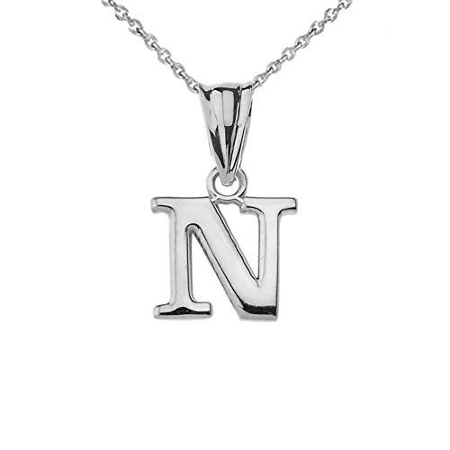 Fine Personalized Initial N Charm Pendant Necklace in Solid Sterling Silver 18inch