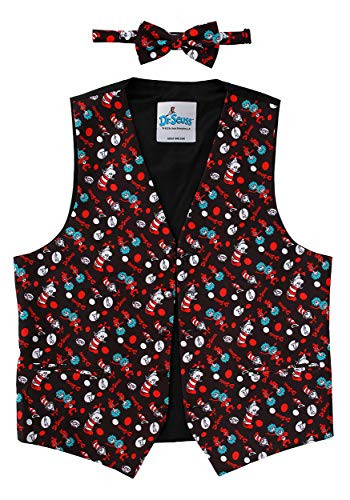 Dr. Seuss The Cat in The Hat  and  Thing 1 Thing 2 Vest  and  Bow Tie Costume Kit for Men and Women Black