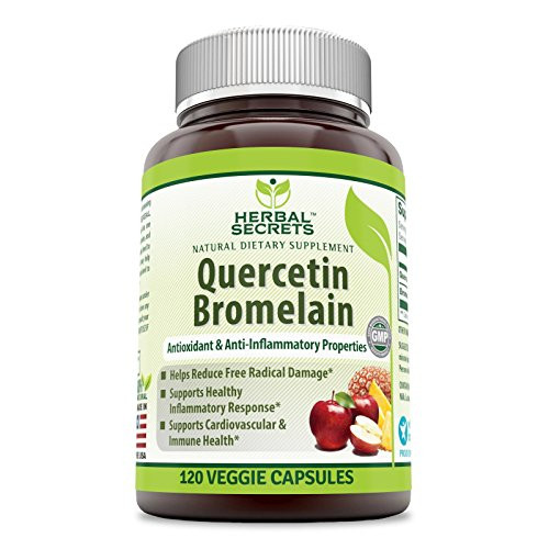 Herbal Secrets Quercetin 800 Mg with Bromelain 165 Mg 120 Veggie Capsules Non-GMO - Supports Cardiovascular and Immune Health * Supports Healthy inflammatory Response * Herbal Secrets Quercetin 800 Mg with Bromelain 165 Mg 120 Veggie Capsules Non-GMO - Supports Cardiovascular and Immune Health * Supports Healthy inflammatory Response *