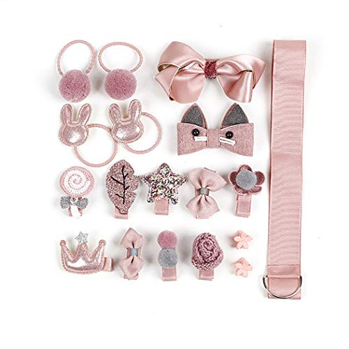 Baby Girls 18 pcs Hair Accessories Set Cute Hair Bows Elastic Hair Ties Hair Clips Ponytail Holder Toddlers Barrettes Hairpins SetPink Baby Girls 18 pcs Hair Accessories Set Cute Hair Bows Elastic Hair Ties Hair Clips Ponytail Holder Toddlers Barrettes Hairpins SetPink