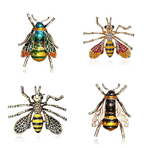 N-A 4 Pieces Insect Bee Brooch Pin Set for Women Crystal Enamel Insect Animal Brooches Pins Vintage Jewelry N-A 4 Pieces Insect Bee Brooch Pin Set for Women Crystal Enamel Insect Animal Brooches Pins Vintage Jewelry