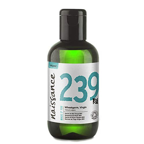 Naissance Certified Organic Virgin Wheatgerm Oil 3.4 fl oz - Pure Natural Cold Pressed Vegan and Hexane Free Non GMO - Moisturising for Dry and Damaged Skin