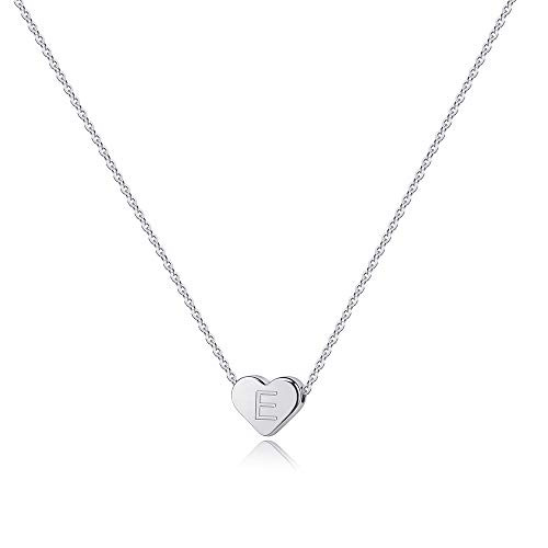 Turandoss E Heart Initial Necklace for Girls 14K White Gold Kids Initial Necklaces Girls Letter Necklace for Women Girls Alphabet Initial Necklace for Little Girls