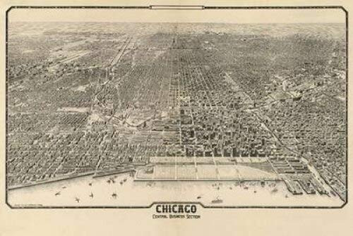 Posterazzi 1910 Chicago Map Poster Print by N. Harbick 10 x 14