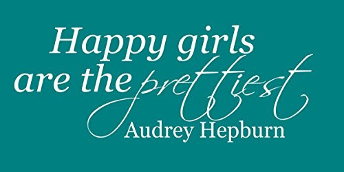 Wheeler3Designs Happy Girls are The Prettiest Audrey Hepburn 28x11quote Wall Decal Vinyl c White