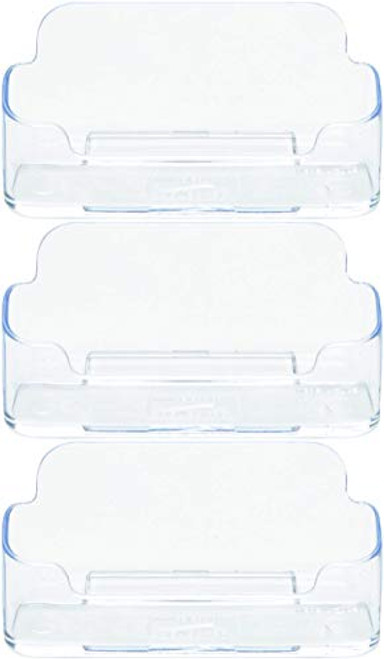 Deflecto Business Card Holder Single Compartment 3-34inchW x 1-78inchH x 1-38inchD Clear 70101 - 3 Pack