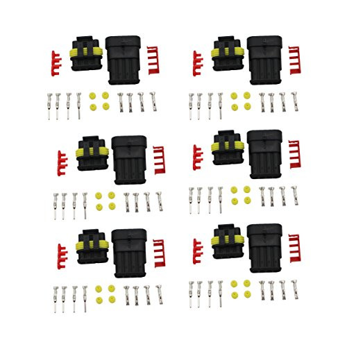 Raogoodcx 4 Pin Way Waterproof Electrical Wire Connector Plug - 6 Sets