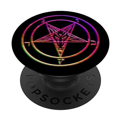 Aesthetic Vaporwave Satanic Pentagram Retro Glitch effect PopSockets PopGrip Swappable Grip for Phones  and  Tablets