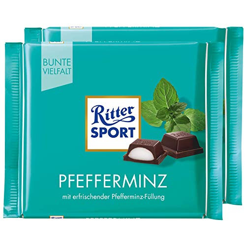 Ritter Sport Peppermint Dark Chocolate Bar Candy Original German Chocolate 100g3.52oz Pack of 2