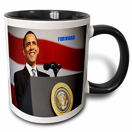 3dRose mug_60702_4inchPresident Obama n Going Forwardinch Two Tone Black Mug 11 oz Multicolor