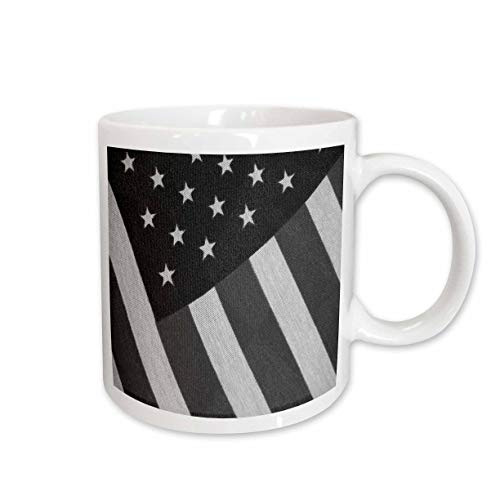 3dRose Cloth American Flag Black N White Ceramic Mug 15-Ounce
