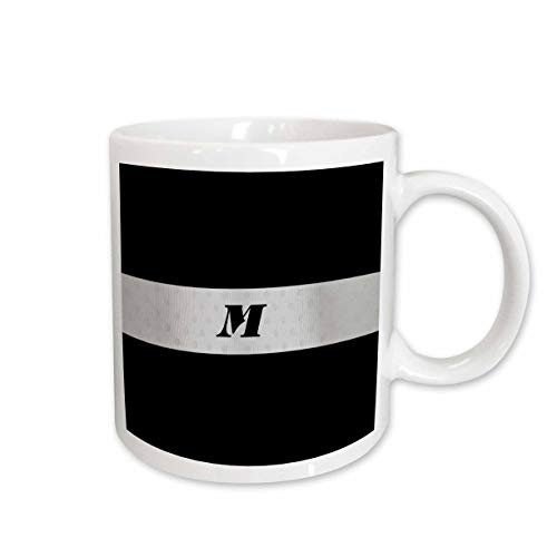 3dRose mug_62605_1 Black N Silver Monogram Letter M Ceramic Mug 11-Ounce