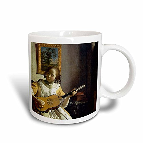 3dRose mug_173836_3 The Guitar Player C 1672 By Johannes Vermeer Woman Playing Guitar Magic Transforming Mug 11-Ounce