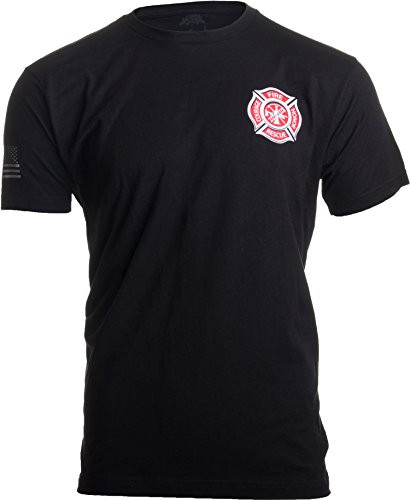 Firefighter Maltese Cross  Fire Fighter Rescue Courage Honor Red Line T-Shirt-BlackM