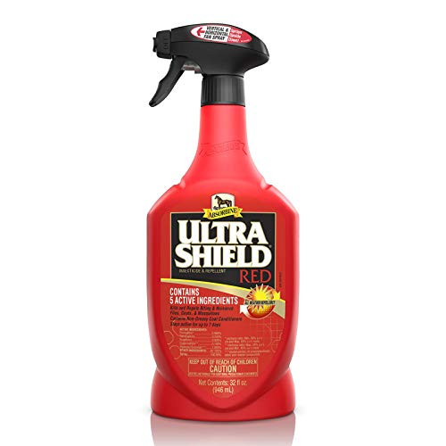 Absorbine UltraShield Red Fly Spray Insecticide and Repellent for Horses  and  Livestock Stays Active Up to 7 Days 32oz Quart Spray Bottle