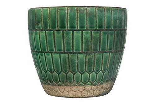 Creative Co-op Distressed Large Tile Terracotta Planter Green