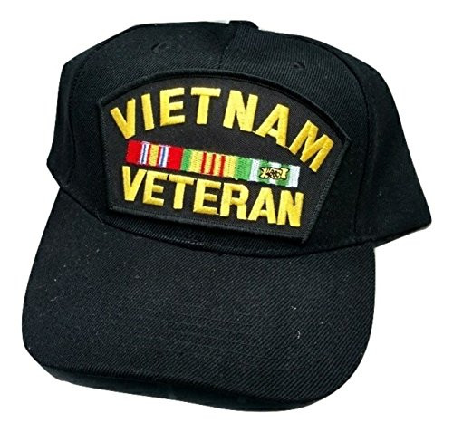 Vietnam Veteran wService Ribbons Low Profile Adjustable Ball Cap Black