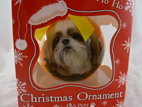eS Shih Tzu Christmas Ball Ornament 3inch Non Breakable Plastic