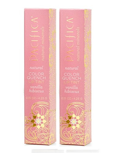 Pacifica Color Quench Vanilla Hibiscus Lip Tint Pack of 2 with Coconut Oil Candelilla Wax Cocoa Seed Butter and Vitamin E 0.15 oz.