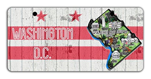 BleuReignTM Detailed Washington D.C. on Wood Background Bicycle Bike Moped Golf Cart 3inchx6inch License Plate Tag
