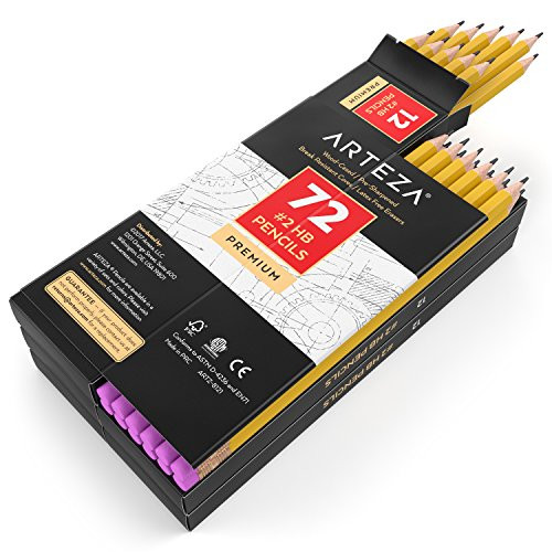 ARTEZA #2 HB Wood-Cased Pencils - Pre-Sharpened - Latex Free Erasers - (Box of 72) ARTEZA #2 HB Wood-Cased Pencils - Pre-Sharpened - Latex Free Erasers - (Box of 72)