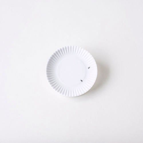 "What Is It?" Reusable White Appetizer or Dessert Plate with Ant Design, 6 Inch Melamine, Set of 4