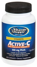 The Vitamin Shoppe ActiveC Plus 500 MG Vitamin C Antioxidant for Immune Health 100 Capsules