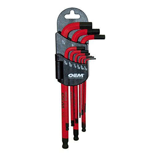 OEMTOOLS 24261 Long Magnetic Hex Ball End Key SAE Set, 9-Piece